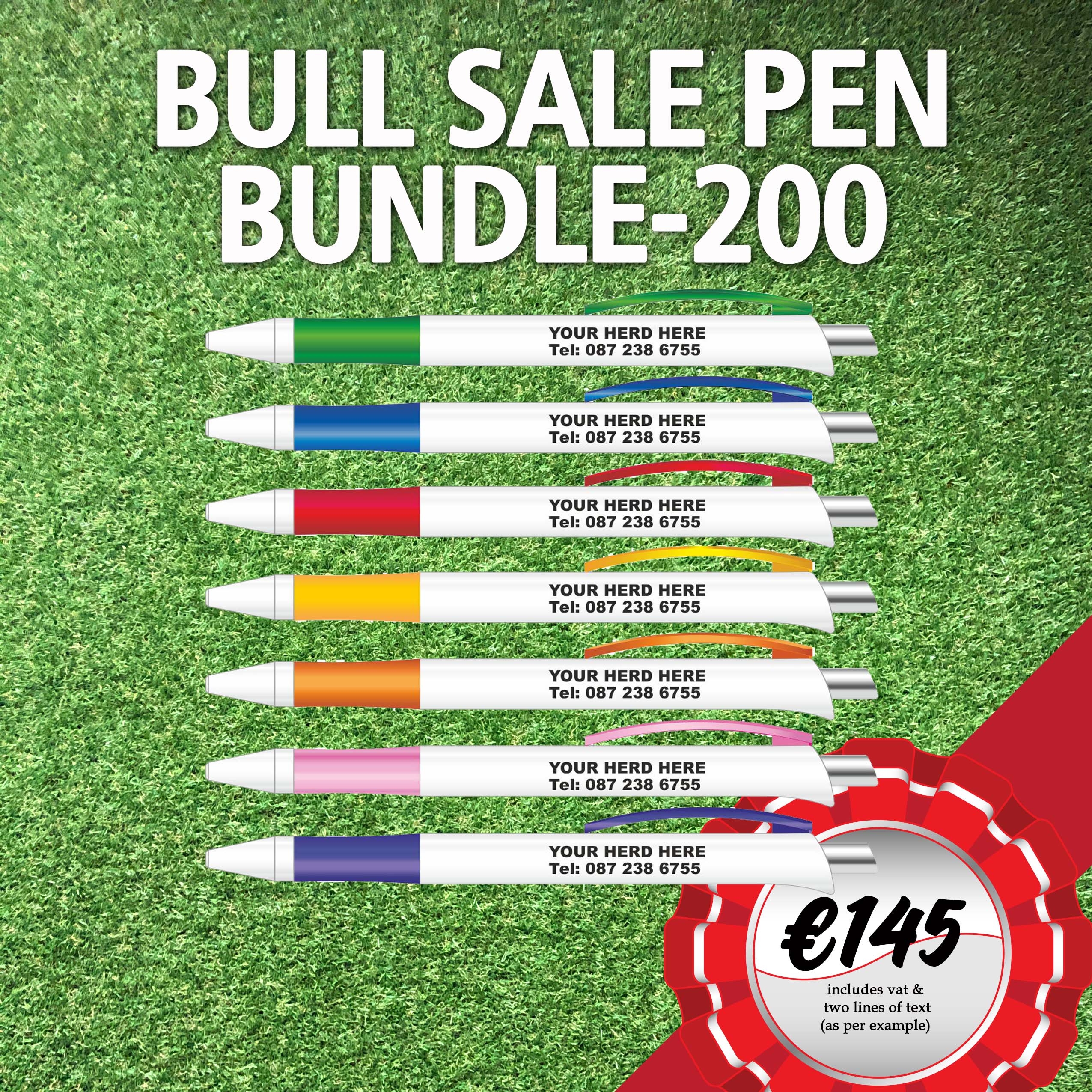 Pedigree Sale Bundle – 200 Pens with your Herd Name & Contact Number