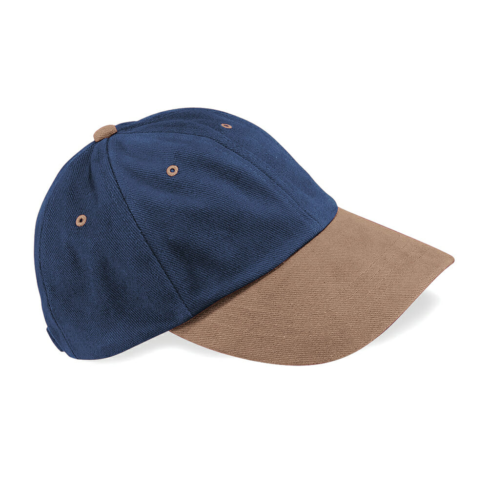 BC057 Beechfield Low profile heavy brushed cotton cap FrenchNavy Taupe FT