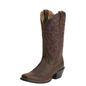Ariat Women’s Round Up Square Toe Western Boot – Powder Brown