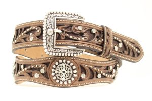 ARIAT Women’s Filagree Scalop Circle Concho Brown Belt
