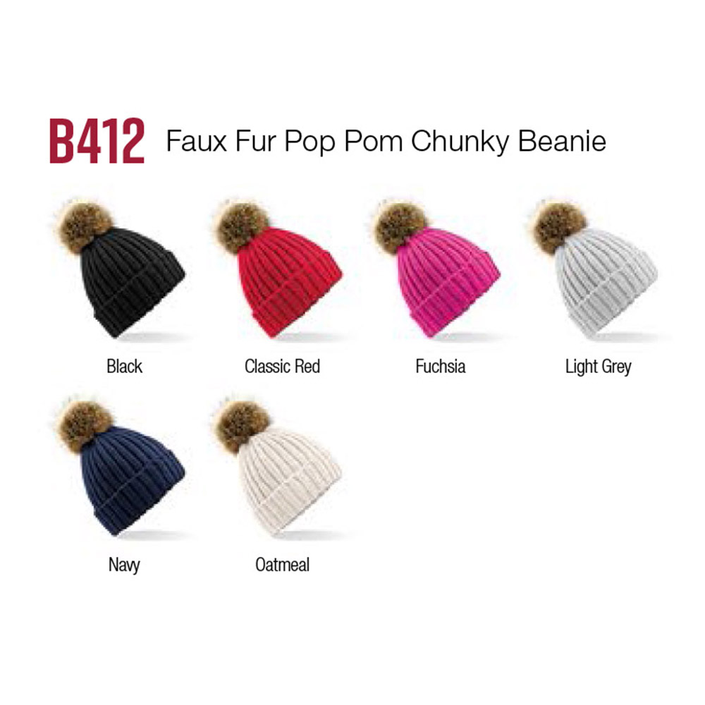 BC412_Beechfield_Fur_poppom_chunky_beanie_colours