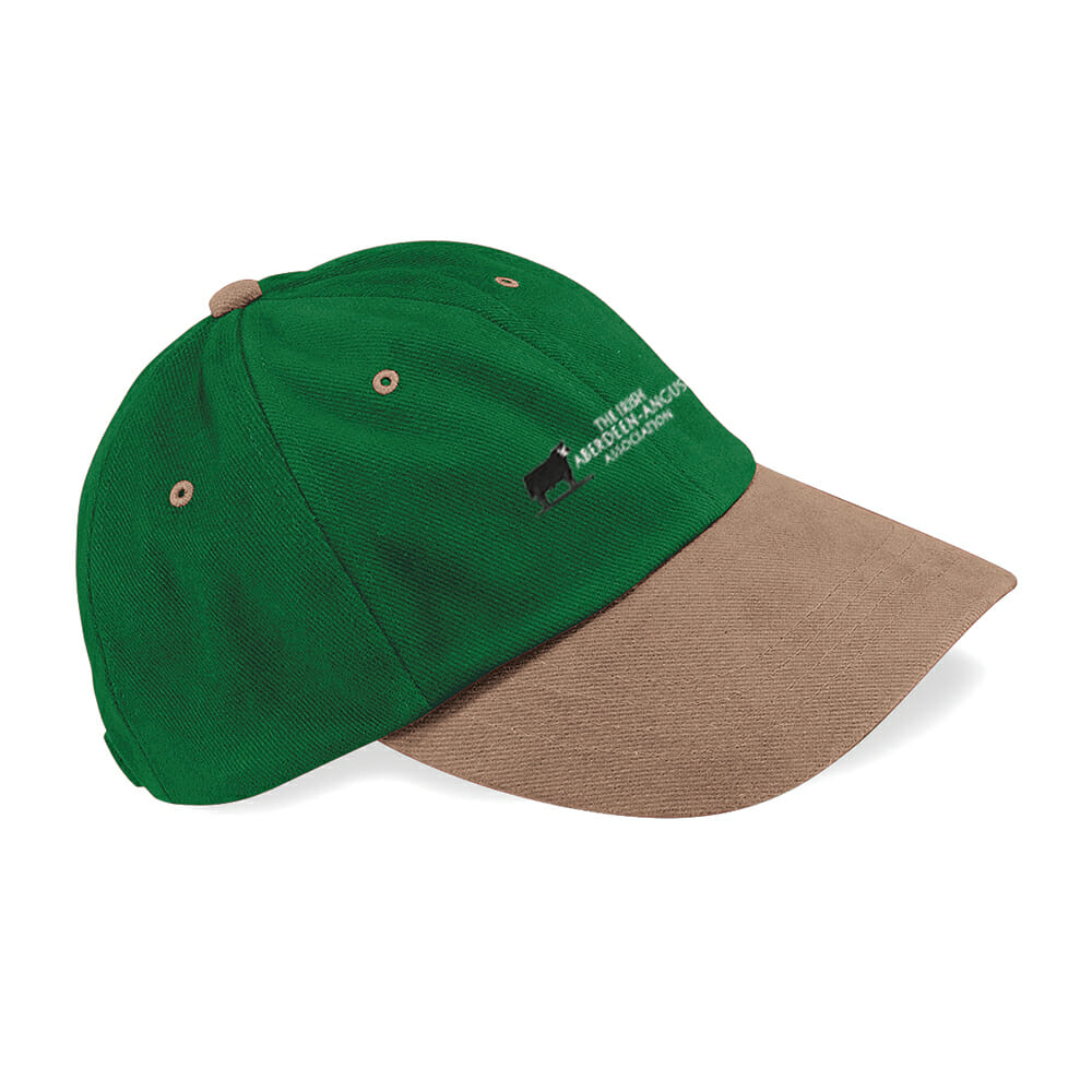 Irish_Aberdeen_Angus_Association_BC057_Beechfield_Low-profile_heavy_brushed_cotton-cap_ForestGreen_Taupe_FT