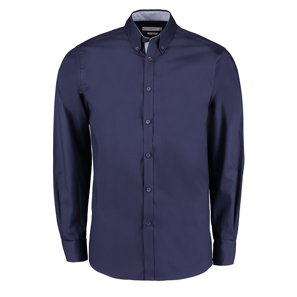KK190_KustomKit_Contrast_premium_Oxford_shirt_button-down20collar_long-sleeved_tailored20fit_Navy_LightBlue