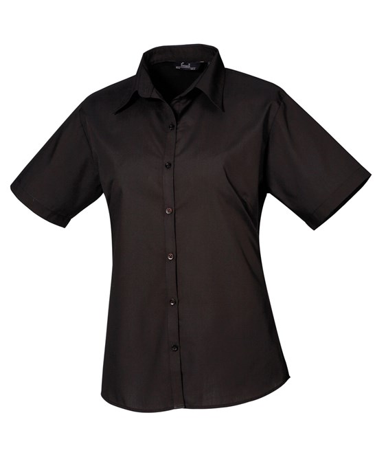 pr302_black_Womens_short_sleeve_poplin_blouse