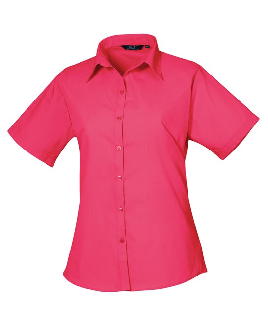 pr302_hotpink_Womens_short_sleeve_poplin_blouse