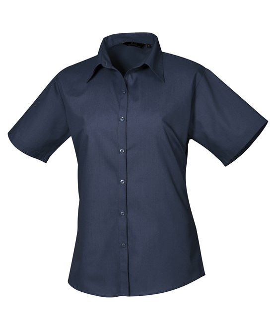 pr302_navy_Womens_short_sleeve_poplin_blouse
