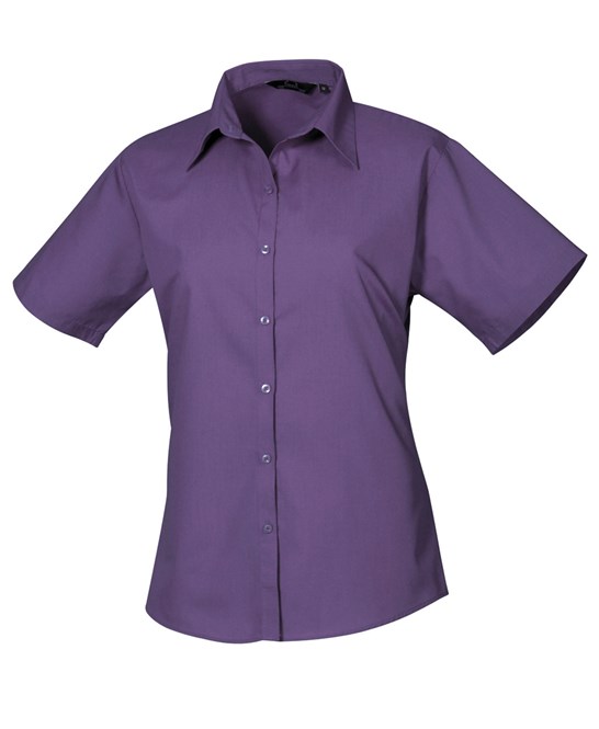 pr302_purple_Womens_short_sleeve_poplin_blouse