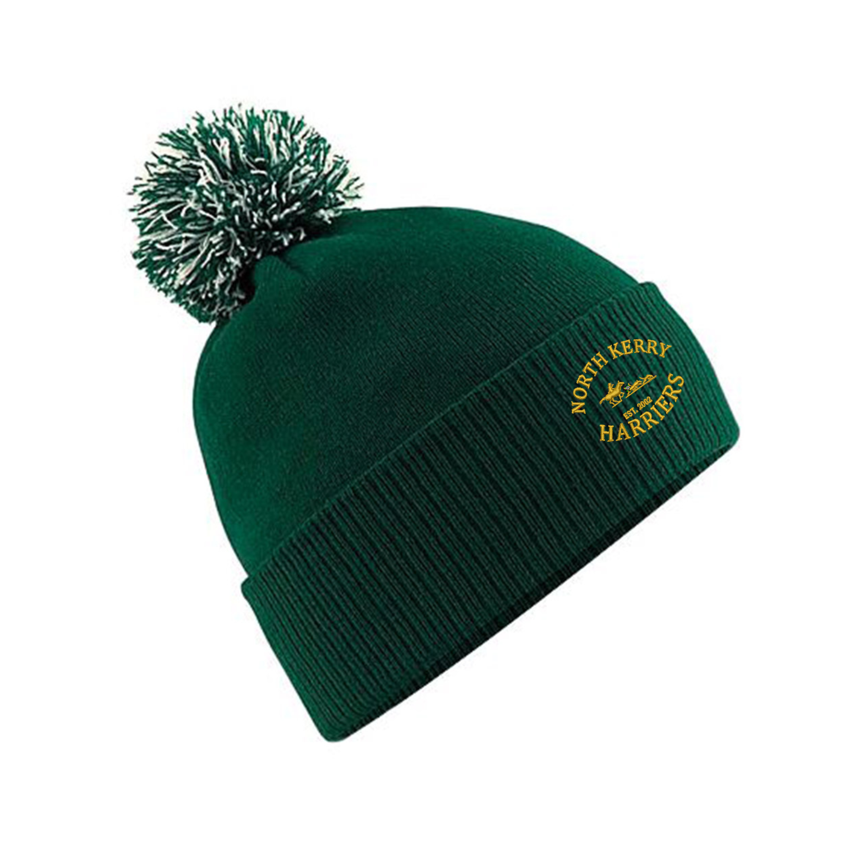 BB450_NorthKerryHarriers_Beechfield_Snowstar_Beanie_BottleGreen-Off_White