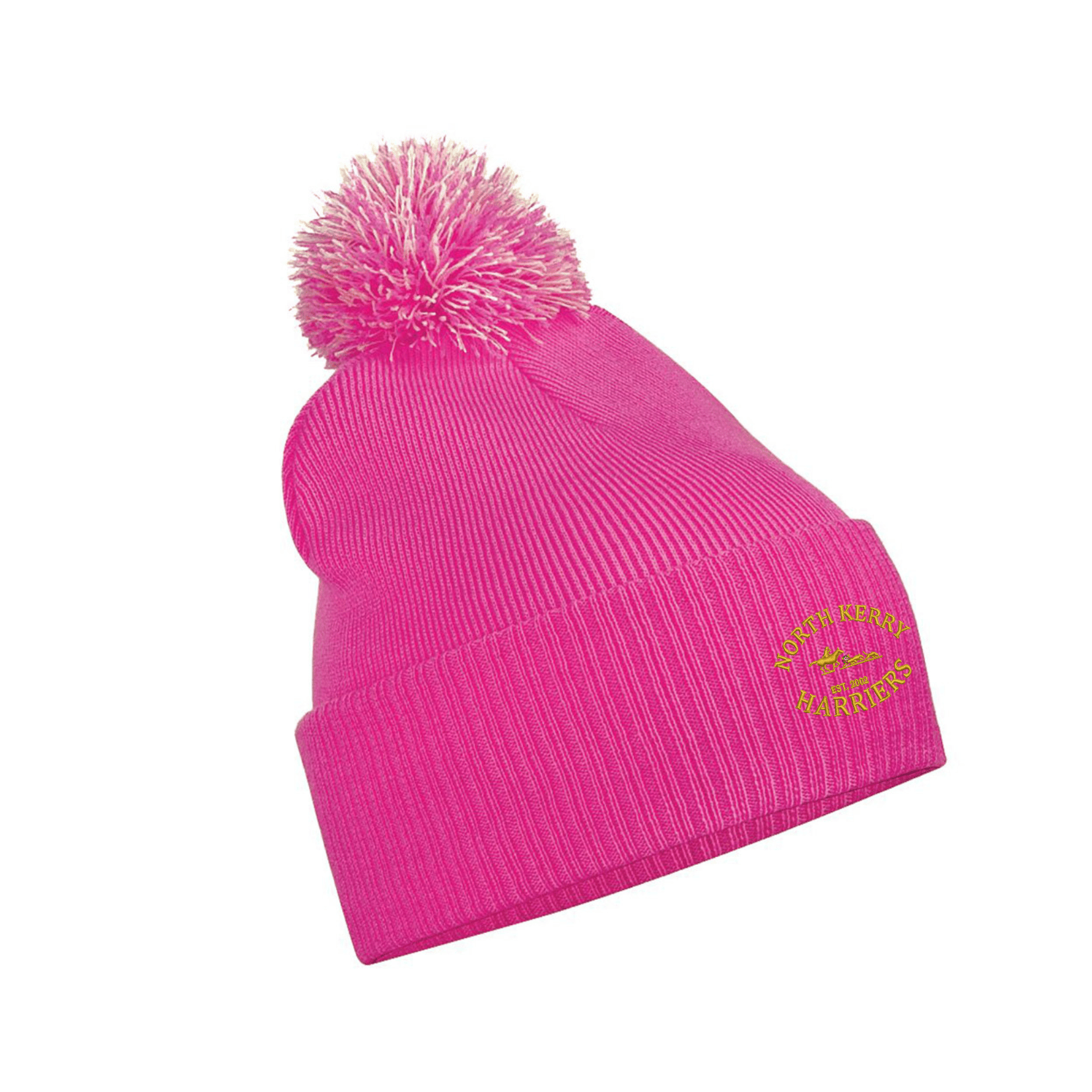 BB450_NorthKerryHarriers_Beechfield_Snowstar_Beanie_Fuchsia-Off_White